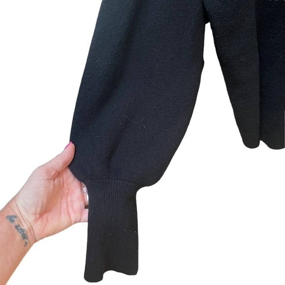 ASOS Sweater Black V‎ Neck Drop Shoulders Fitted Cuffs Witchy Grunge Sz 12 - Picture 3 of 5